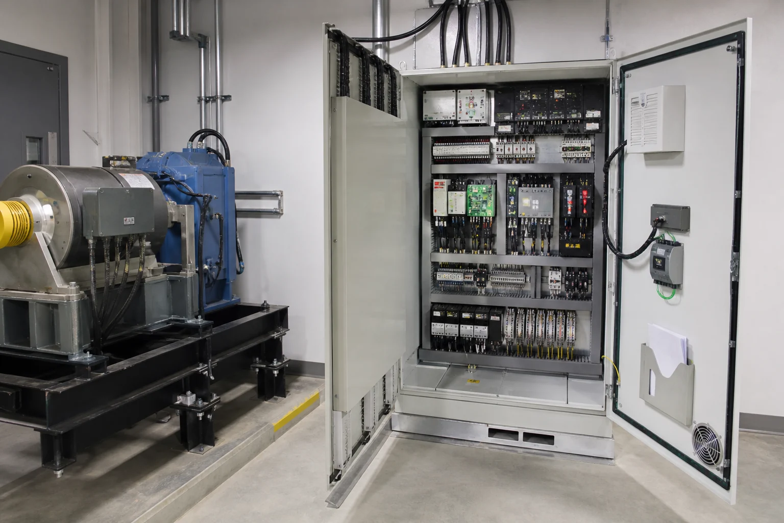 Elevator control panel inspected during preventive maintenance
