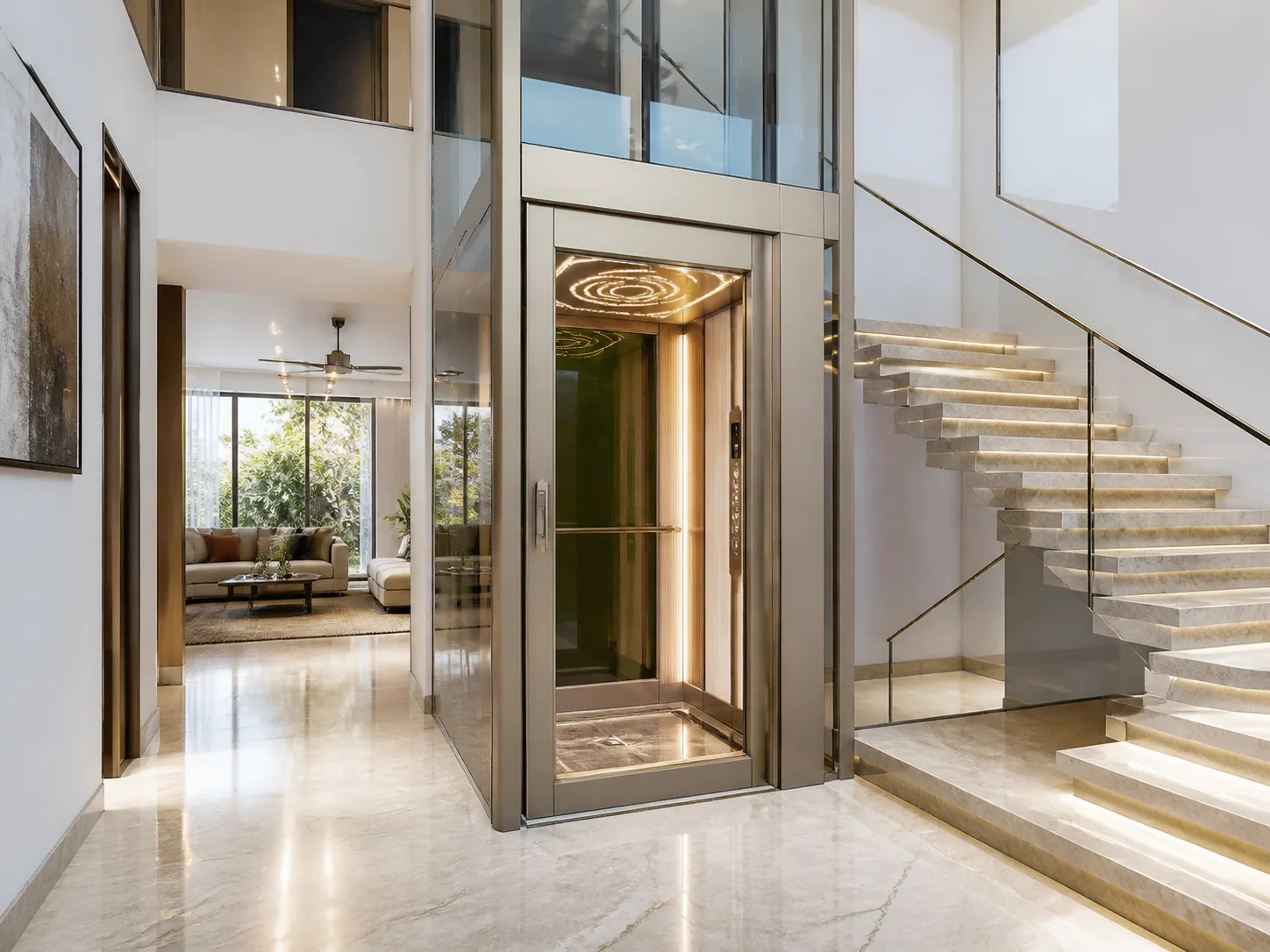 Home elevator installed in a private villa